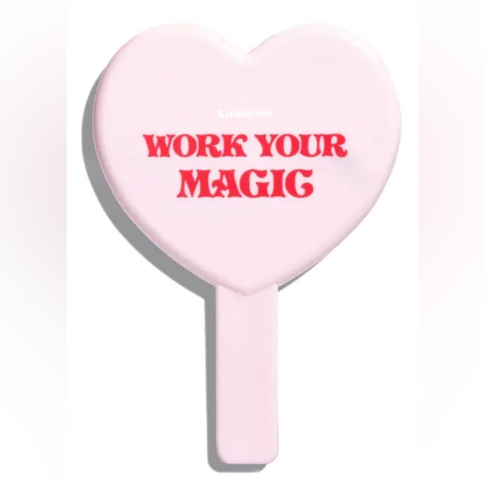 🐭SALEKiramoons “work your magic” pink Heart-Shaped Hand Mirror in bubble bag NEW